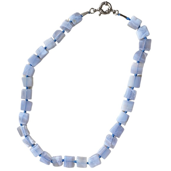 AAA Blue Lace Agate Necklace, Blue Lace Agate Necklace - Picture 1 of 2